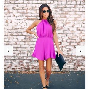 Vici Worth a thousand words fuchsia romper